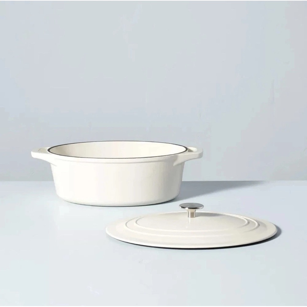 6qt Enameled Cast Iron Dutch Oven Sour Cream - Hearth & Hand W/ Magnolia - Picture 3 of 4